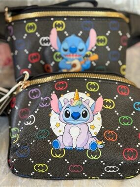 Disney Black Stitch Unicorn Kids Crossbody Bags set with Multicolor Accents
